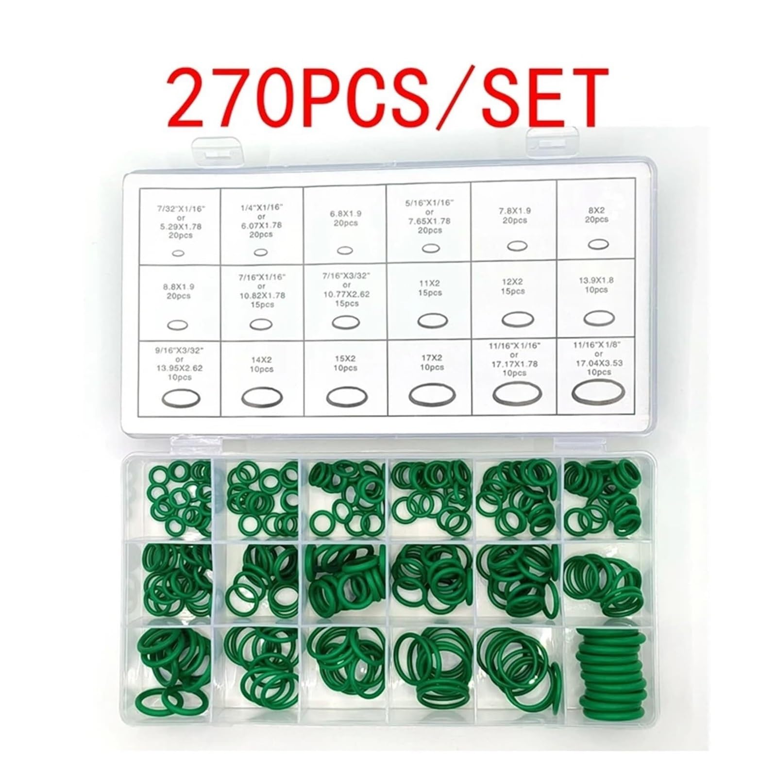 Anillos tóricos for aire acondicionado, herramientas de reparación de automóviles, juegos de anillos refrigerantes de goma for aire acondicionado, herramientas for coche(270Pcs With Box)