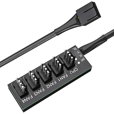 ファンケーブル 分岐 Pwm 1 5分岐 3ピンと4ピンのファン対応 45cm Wuernine Pc ケース 冷却ファン クーラーファン 増設用 編組ケーブル Wuernine