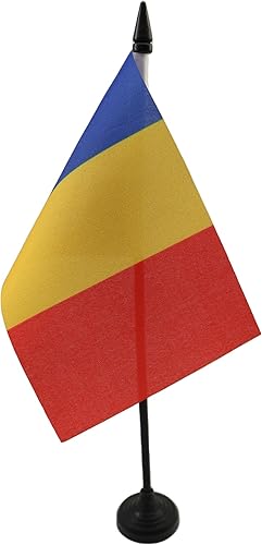 Miniatura 302 de Bandera de mesa Sierra Leona de 5 x 8 pulgadas, bandera de escritorio de Sierra Leona, 8.3 x 5.5 in, barra y base de plástico negro AZ FLAG