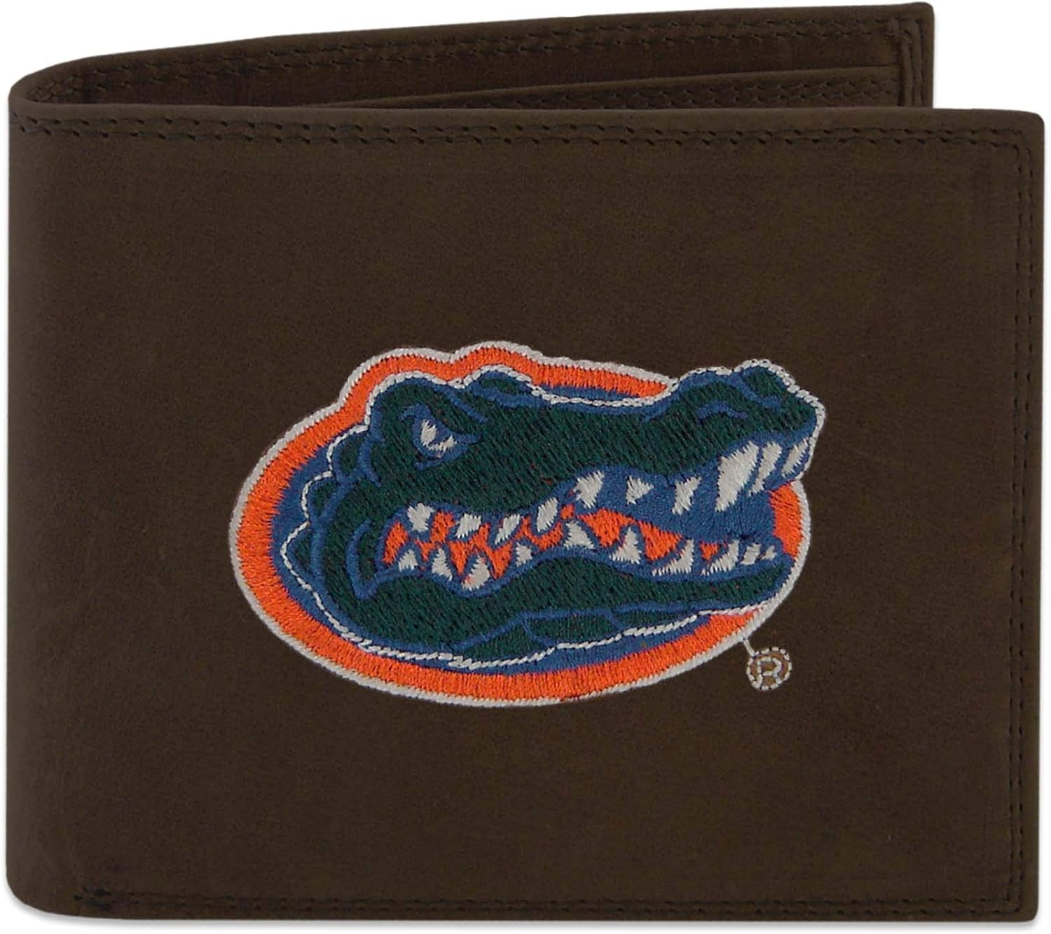 NCAA Florida Gators Zep-Pro Crazyhorse Leather Passcase Embroidered Wallet, Light Brown