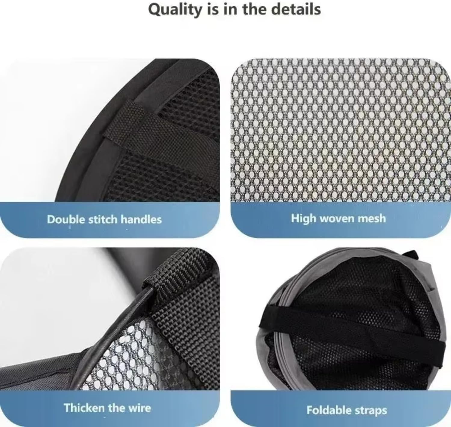 Collapsible Mesh Laundry Hamper, Foldable Dirty Clothes Basket with Handles, 14x14x23 Inch, Large (grey)