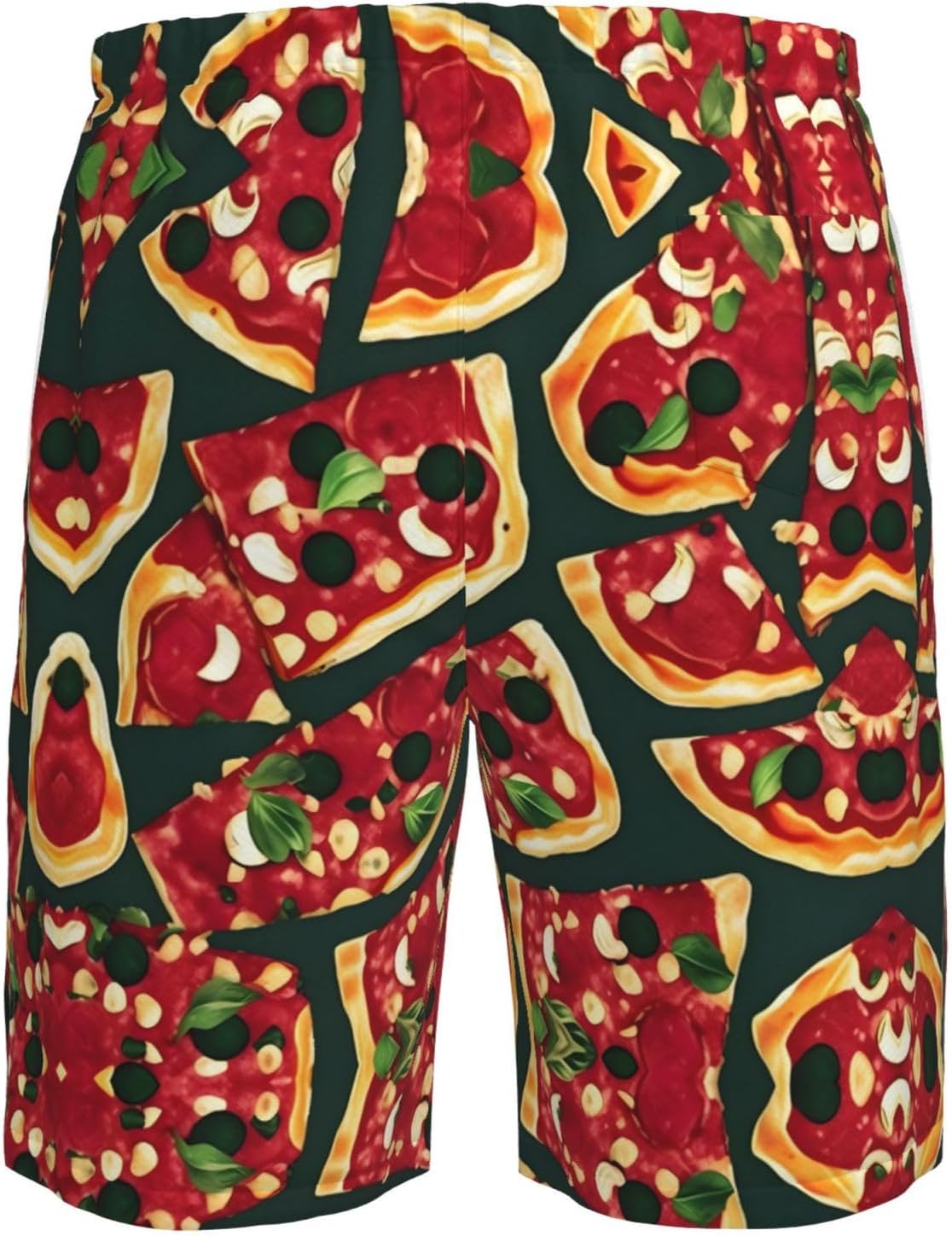 Pizza Pattern Print Men's Quick-Drying Shorts Casual Beach Pants Stretch Waist Shorts and Pockets