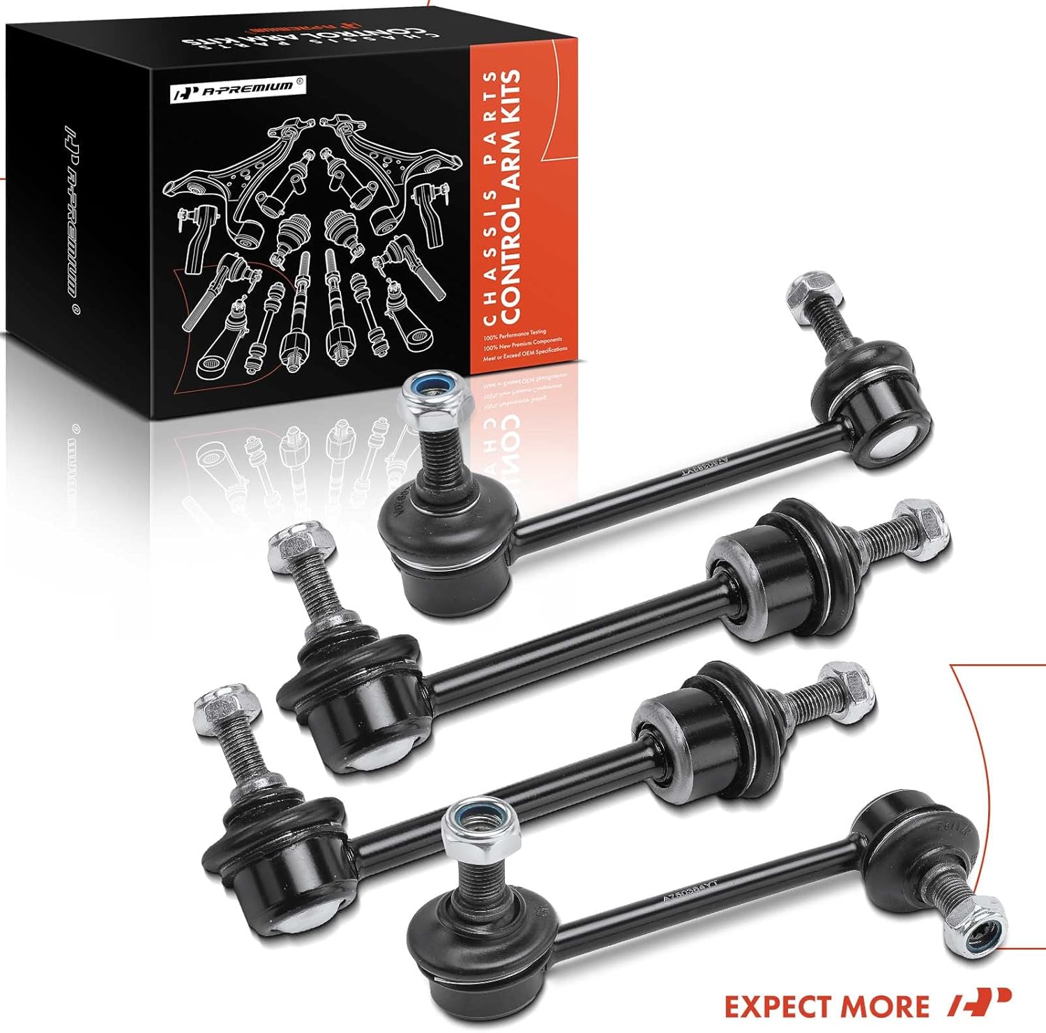 A-Premium Set of 4, Front & Rear Sway Bar Links Kit Stabilizer Bar Links, Compatible with Hyundai Genesis 2009-2014, Equus 2012-2016