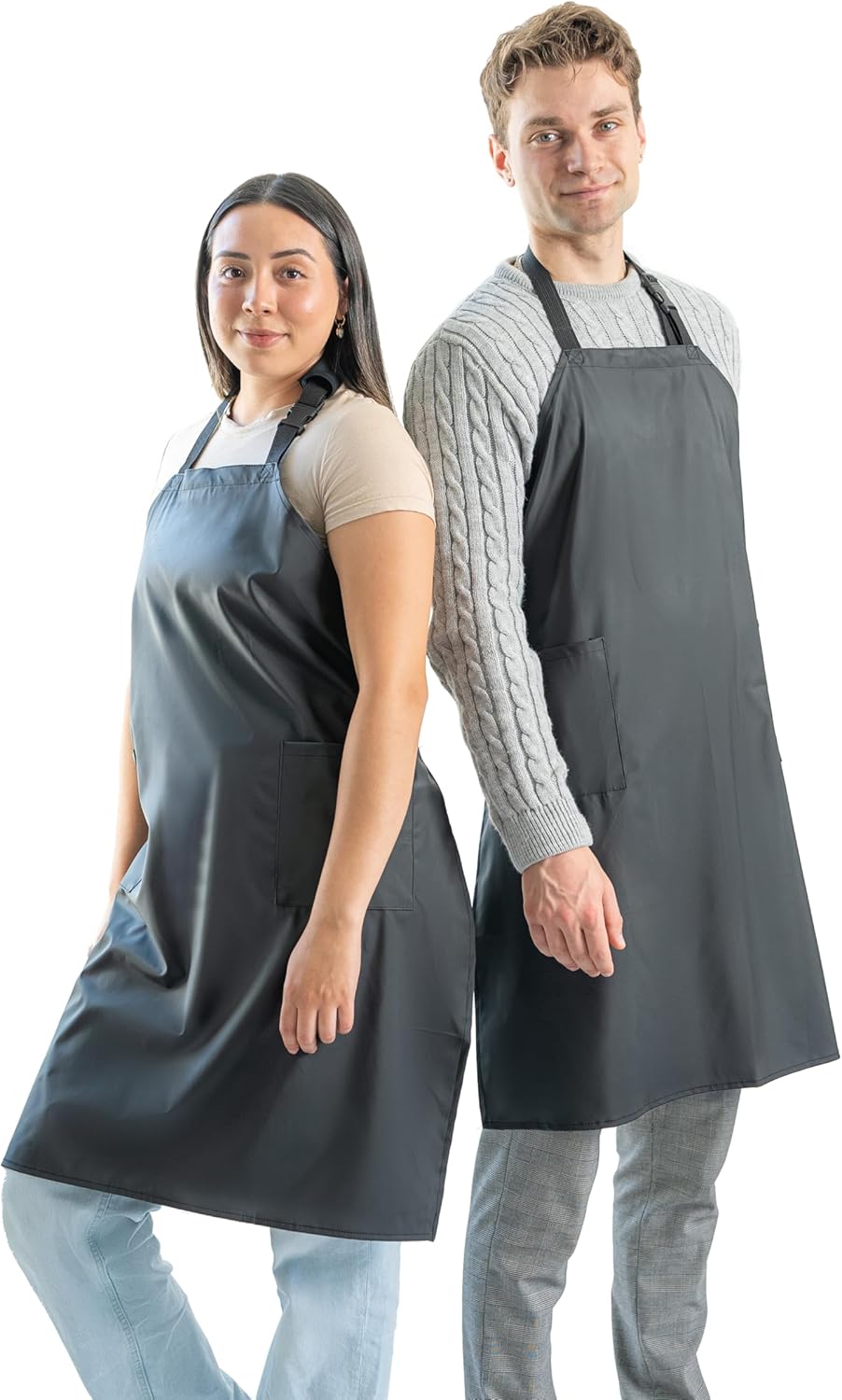Waterproof Apron For Men and Women - 2 Pockets - 35" Long Multi Purpose Work Aprons for Dishwashing, Dog Grooming