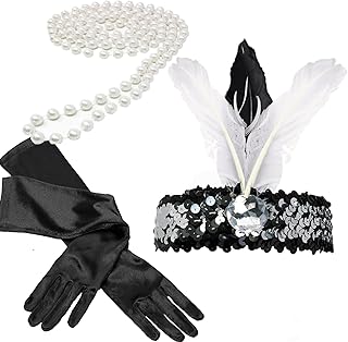 1920’s Flapper Accessory Set – Great Gatsby Roaring 20’s Costume Accessories – 1 Set Black