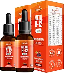 Metil B-12 Kids, Metilcobalamina em Gotas, Sabor Frutas Vermelhas, Zero Açúcares, Unidade 20ml, Bigens (Kit 2)