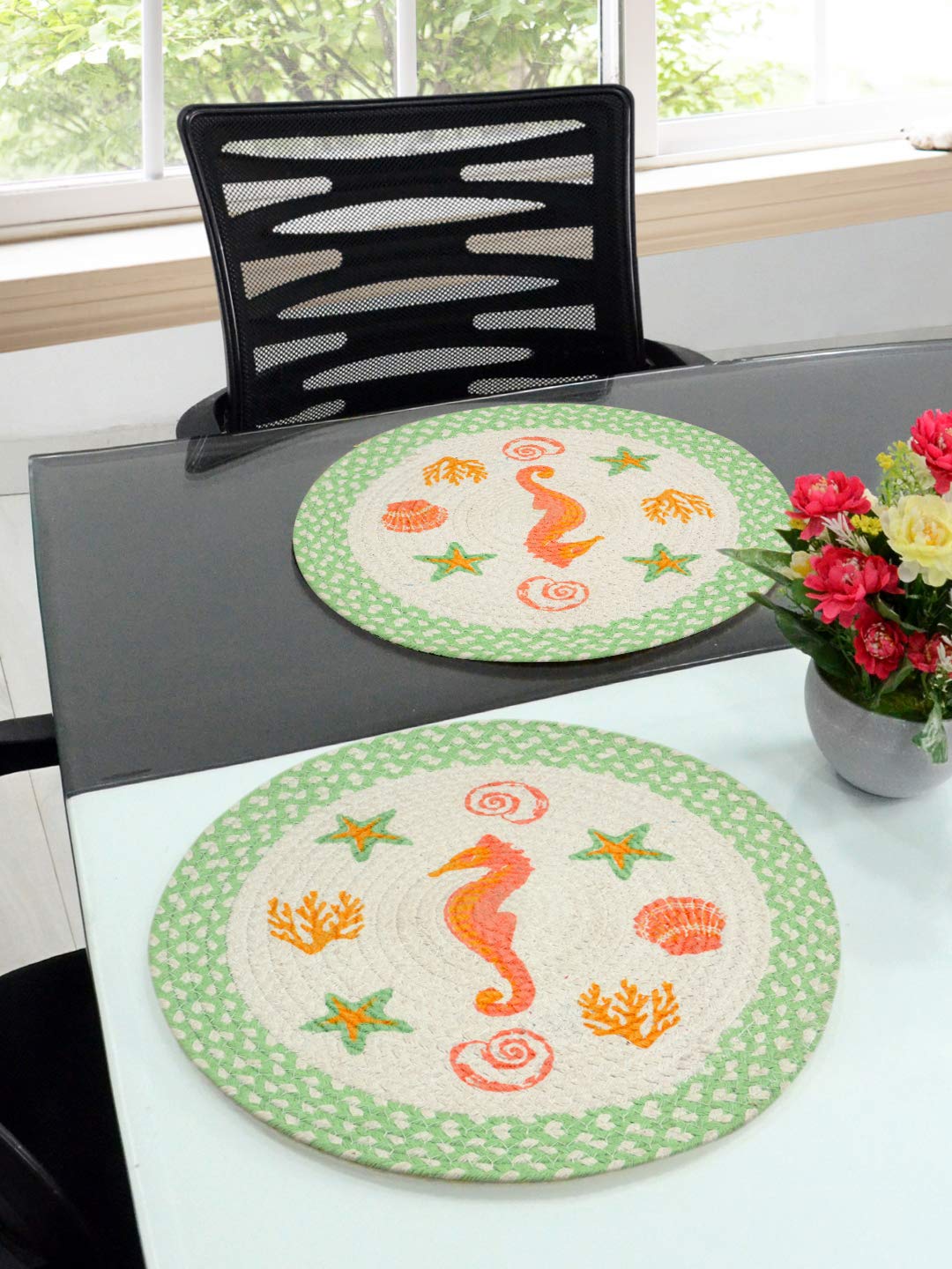 Saral Home Green Cotton Printed Table Mat - Pack of 2 pc, 38x38 Cms (B08XPLKFBJ) Amazon Price History, Amazon Price Tracker