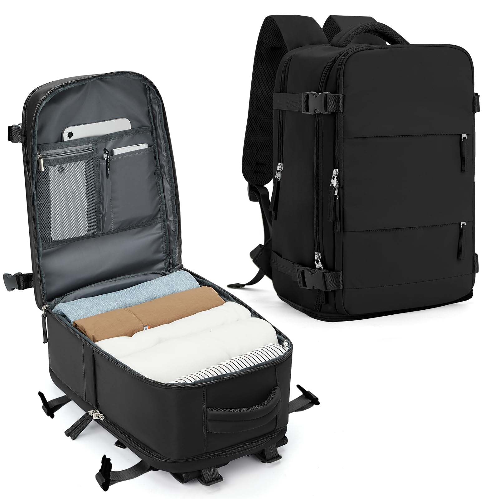 SZLX Zaino Ryanair 40x30x20 Sottovuoto con Pompa Zaino Ryanair 40x20x25 Donna Zaino da Viaggio Wizzair Bagaglio a Mano Uomo per Laptop da 14 Pollici Borse da Cabina 45x36x20 Easyjet con Porta Scarpe