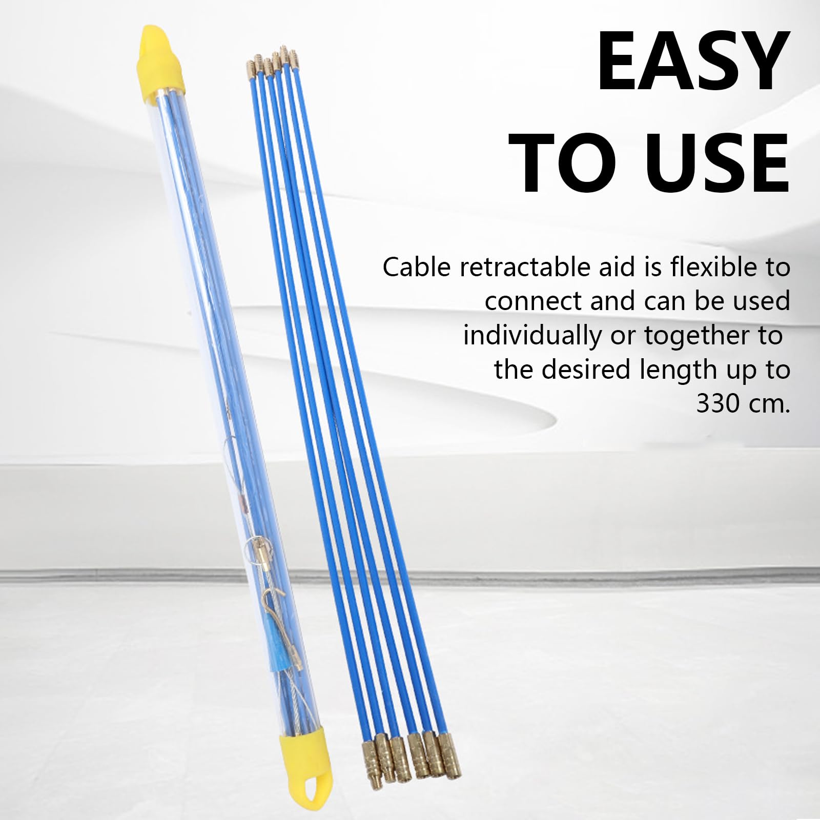 20 Varillas De Acceso Para Cables, Barra De Acoplamiento De Electricista, Kit De Entrada De Cable De Fibra De Vidrio, Espiral RetráCtil Con Muelle GuíA, Ayuda Para Tirar De Cables (33 cm)