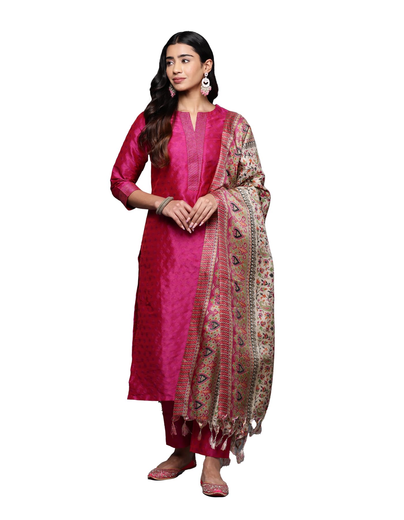 Varanga Women's Silk Blend Kurta Set (Vskd32018_Vardup022_Pink