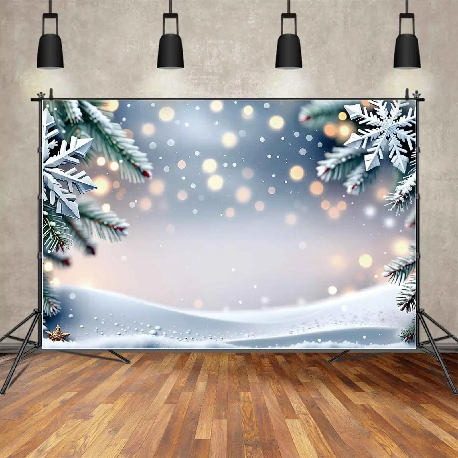 Tło Boże Narodzenie Studio fotograficzne tła sosnowe bokeh płatki śniegu dekoracje rekwizyty akcesoria 300 x 200 cm
