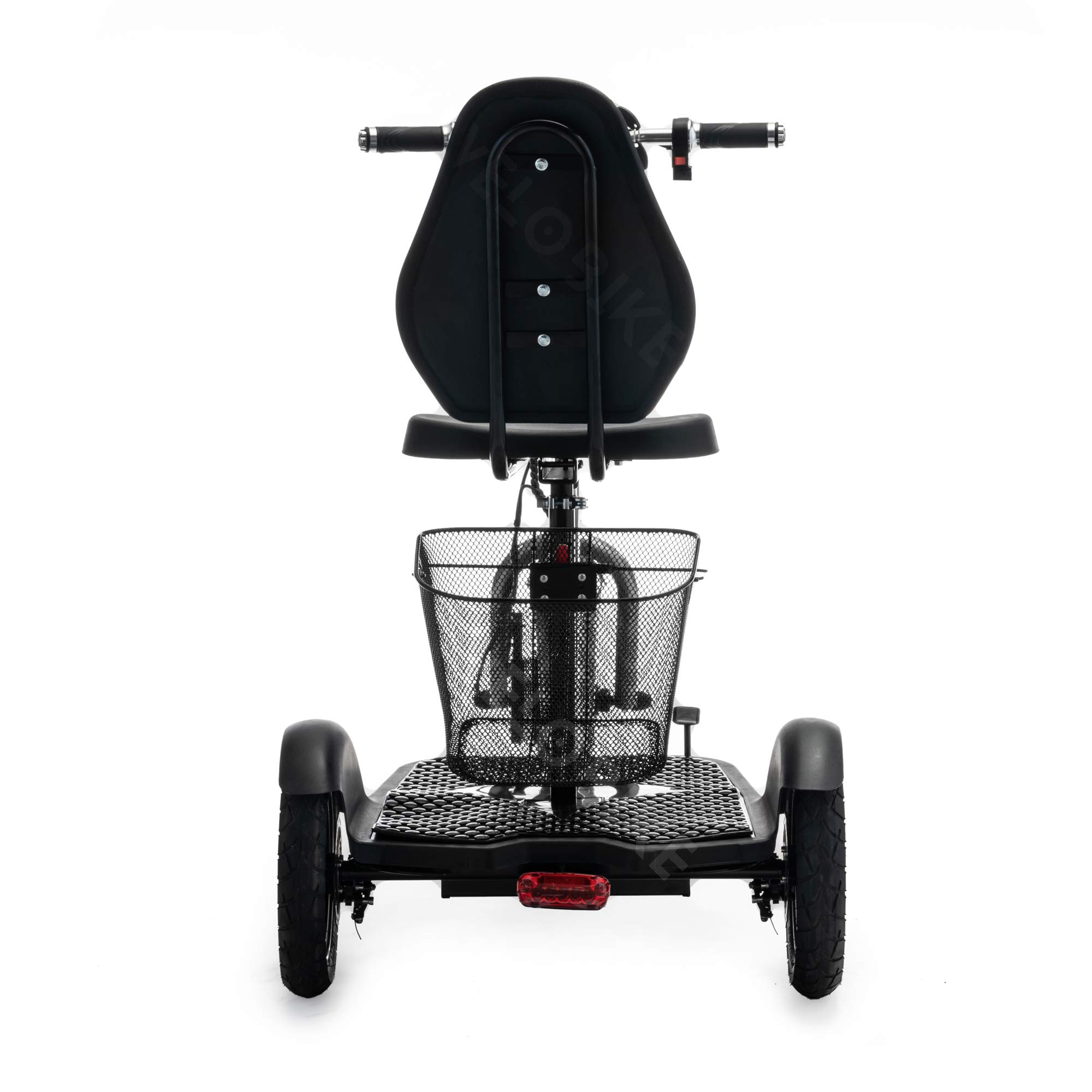 VELECO ZT16 - Véhicule de mobilité 3 roues - Entièrement assemblé et prêt à l'emploi - Grandes roues - Facile à manœuvrer - Freins avant et arrière - Panier à provisions amovible (ARGENT)