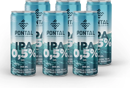 Cervejaria Pontal IPA 0,5% Teor Alcóolico Reduzido 269ml - Pack 6 Unidades