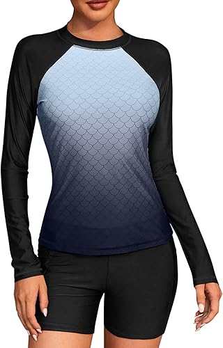 ATTRACO Traje de baño de manga larga para mujer, con protección UV UPF 50+, con cremallera, de secado rápido