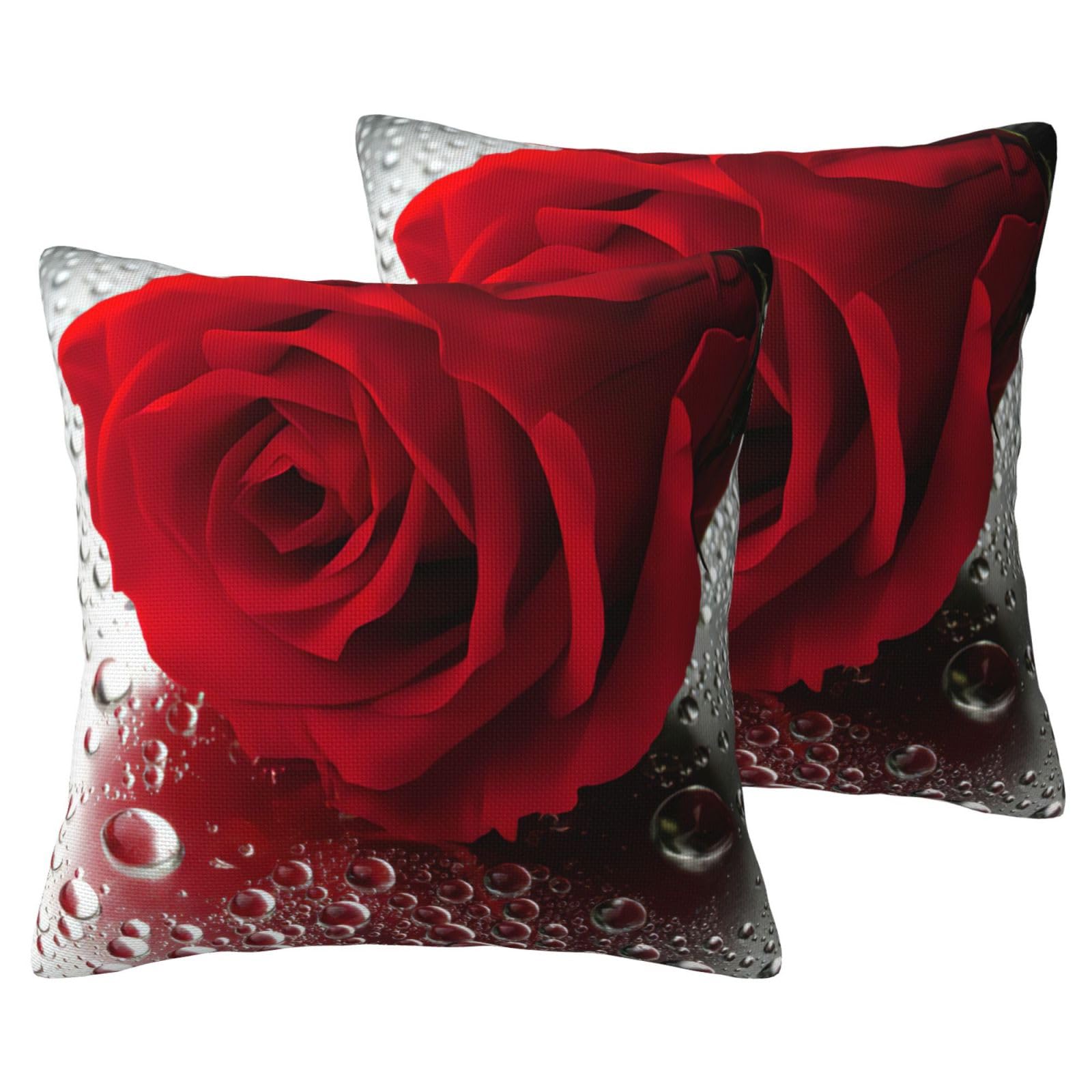 Housses de coussin roses rouges en lin synthétique pour un lit douillet