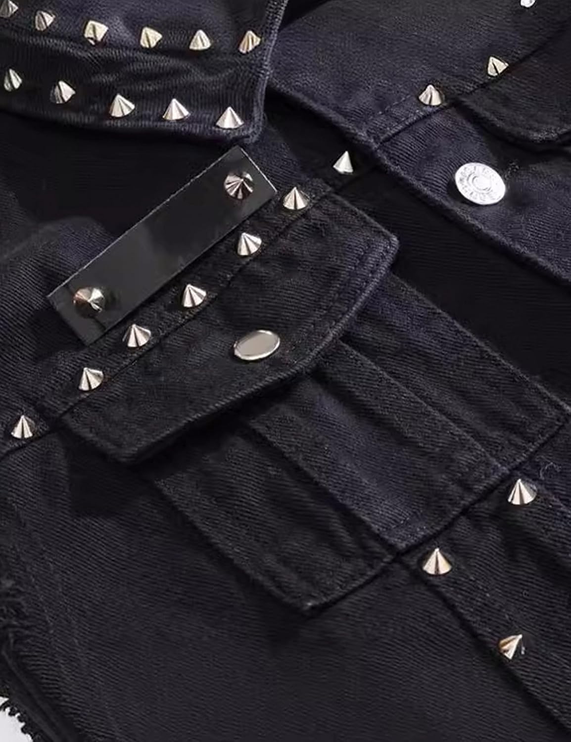Men's Sleeveless Studded Punk Rocker Biker Denim Vest Jacket With Rivets