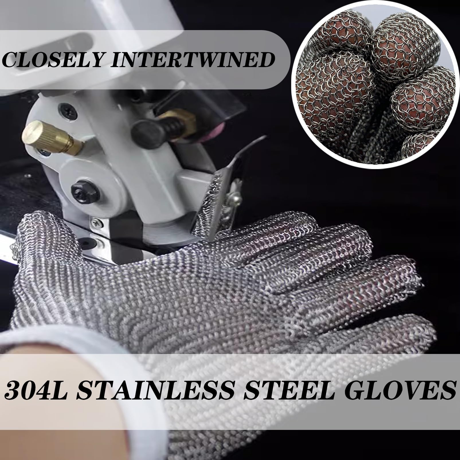 Gant Anti Coupure Gants De Travail De Sécurité Anti-coupure En Acier Inoxydable 304L, Gants Universels Anti-couteaux For Hommes Et Femmes, Main Gauche Et Droite(L)