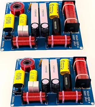 2PCS Speaker Frequency Divider Crossover 3-Way 300W HiFi Audio Speaker Heights Mid Bass 3-Units Crossover Filter for 3-5 Inch Speakers
