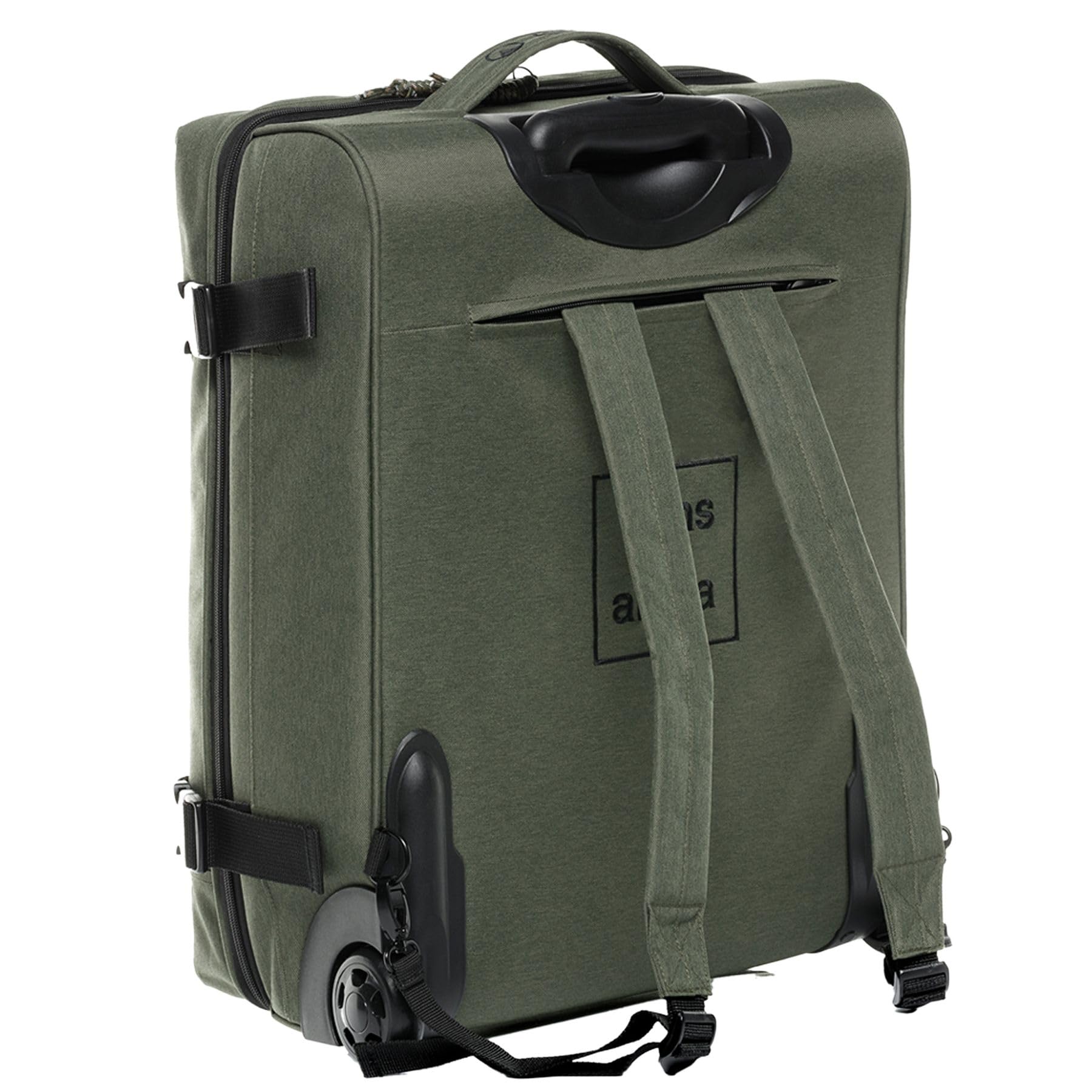 Valigia e zaino da cabina 2 in 1 sostenibile PET riciclato KANE │ valigetta bagaglio cabina 2 ruote uomo donna, da PET riciclato │ valigia rigida impermeabile verde-oliva fatto a mano