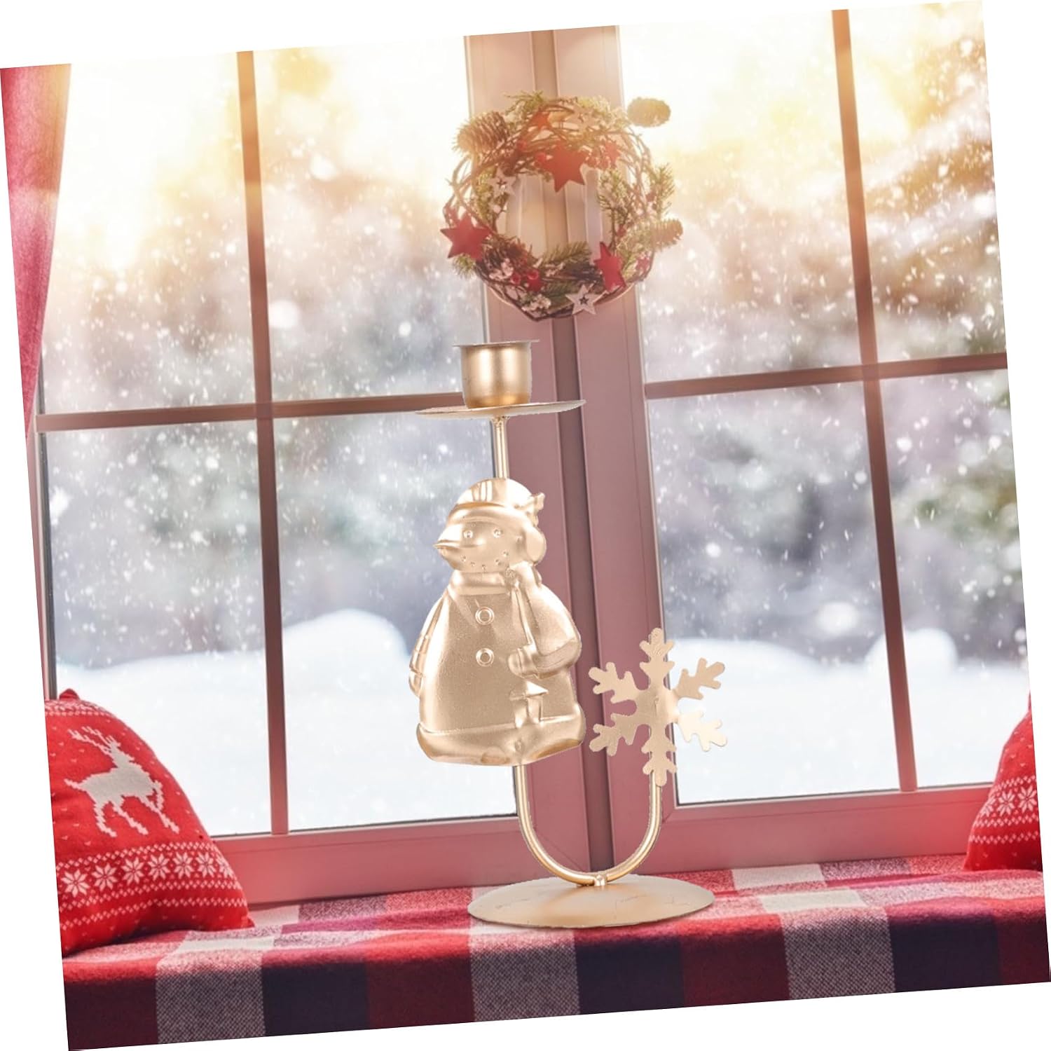 Zerodeko 2pcs Retro Christmas Candle Holder Iron Art Candle Stand for Festive Decoration Elegant Tray Design for Table Centerpiece for Parties Holiday Gatherings
