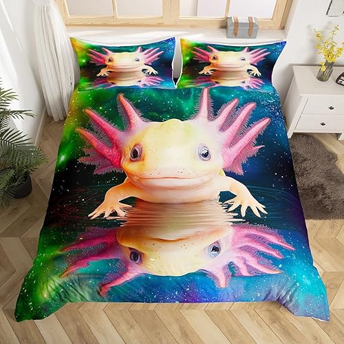 Miniatura 25 de Erosebridal Juego de ropa de cama de guepardo, tamaño King, con estampado de leopardo y rosas azules, funda de edredón con temática de animales