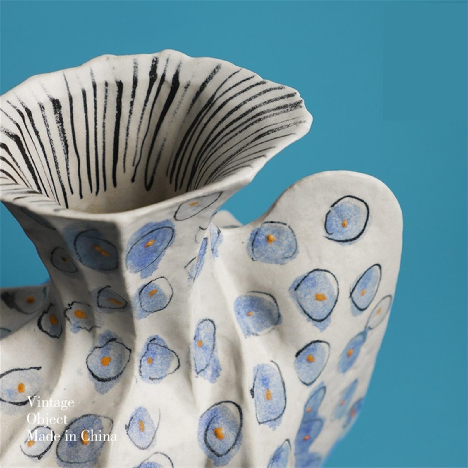 Wazon z kwiatami Retro lekki luksusowy ręcznie malowany ceramiczny wazon artystyczny niebieski statek kwiatowy salon dekoracja kwiatowa