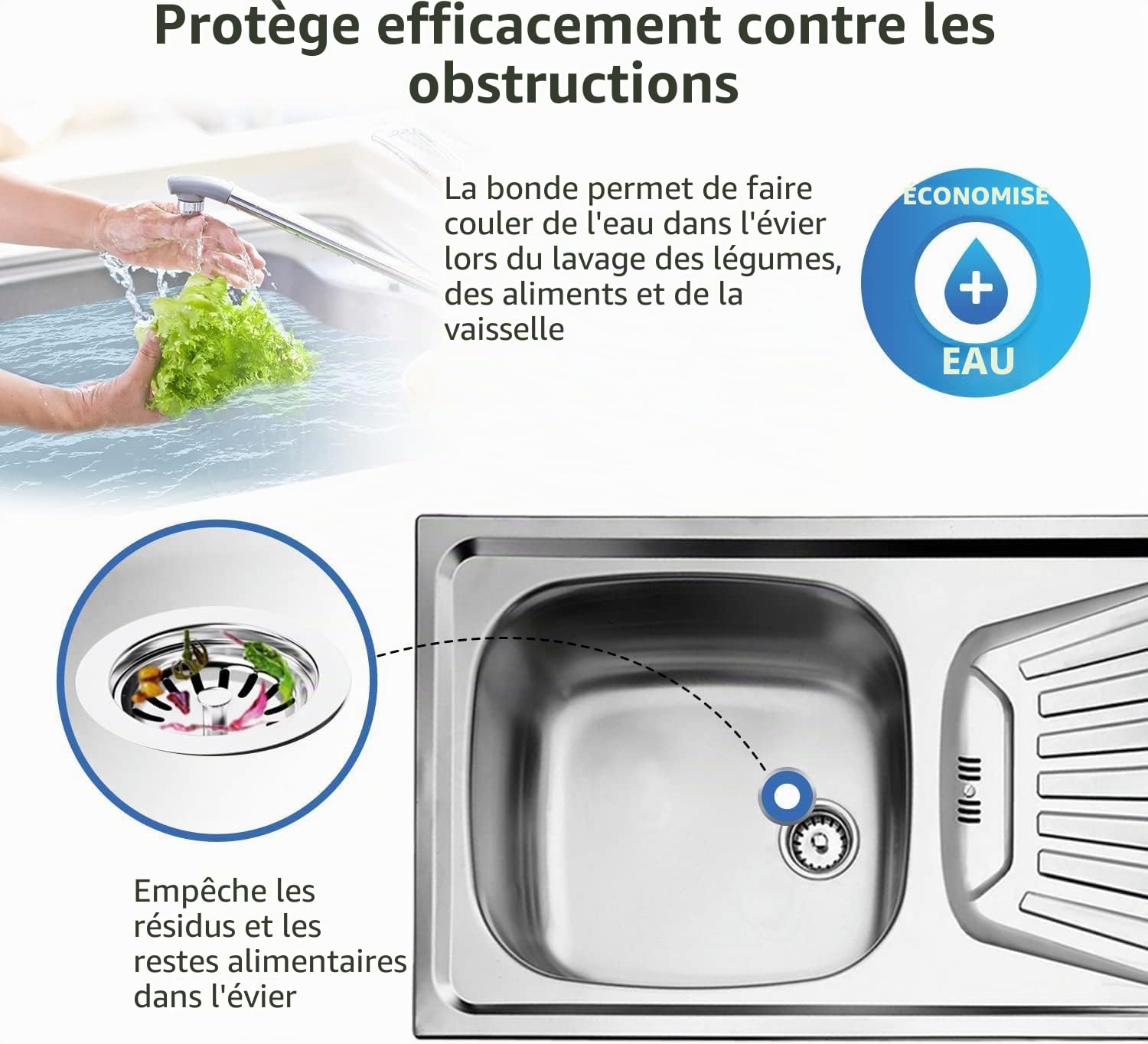AQUADE Siphon avec panier filtrant 114 mm - Panier filtrant pour évier - Siphon pour évier - Ensemble siphon pour évier de cuisine - Vidange de lavabo - Modèle : Raumschaffer