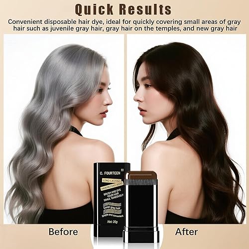 Miniatura 2 de Barra de color de cabello segura y conveniente, peine portátil de tinte para el cabello para cobertura de cabello gris, retoques rápidos, tinte para