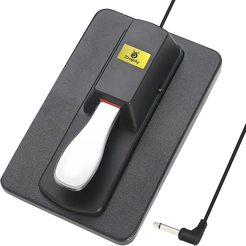 Pedal de sostenido Interruptor de controlador de pie universal, pedal amortiguador Jack de 6,35 mm de 1/4" para teclados, pianos digitales, sintetizadores MIDI, módulos de tono de órgano electrónico, cajas de ritmos (negro)