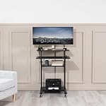 VIVO Mobile 28 dans la station de travail de bureau debout, chariot portable réglable en hauteur avec rangement, noir, CART-V02DB | Bureau compact réglable en hauteur, chariot portable roulant avec rangement, cales 132 Lbs