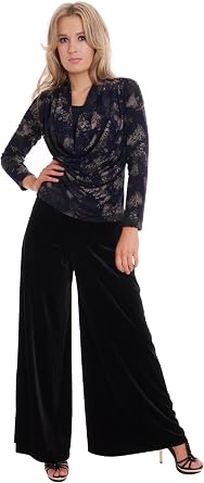 Elegante Pantalón máxima de Palazzo estilo para concierto y Theater terciopelo  negro con elástico de montyq UK Negro negro: Amazon.es: Ropa