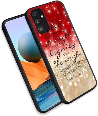 for Samsung Galaxy A14 5G Case,Ultra-Thin Scratch-Proof Luxury Soft TPU Shock-Proof Case Suitable for Samsung A14 5G - Red Glitter Quote Proverbs 31-25
