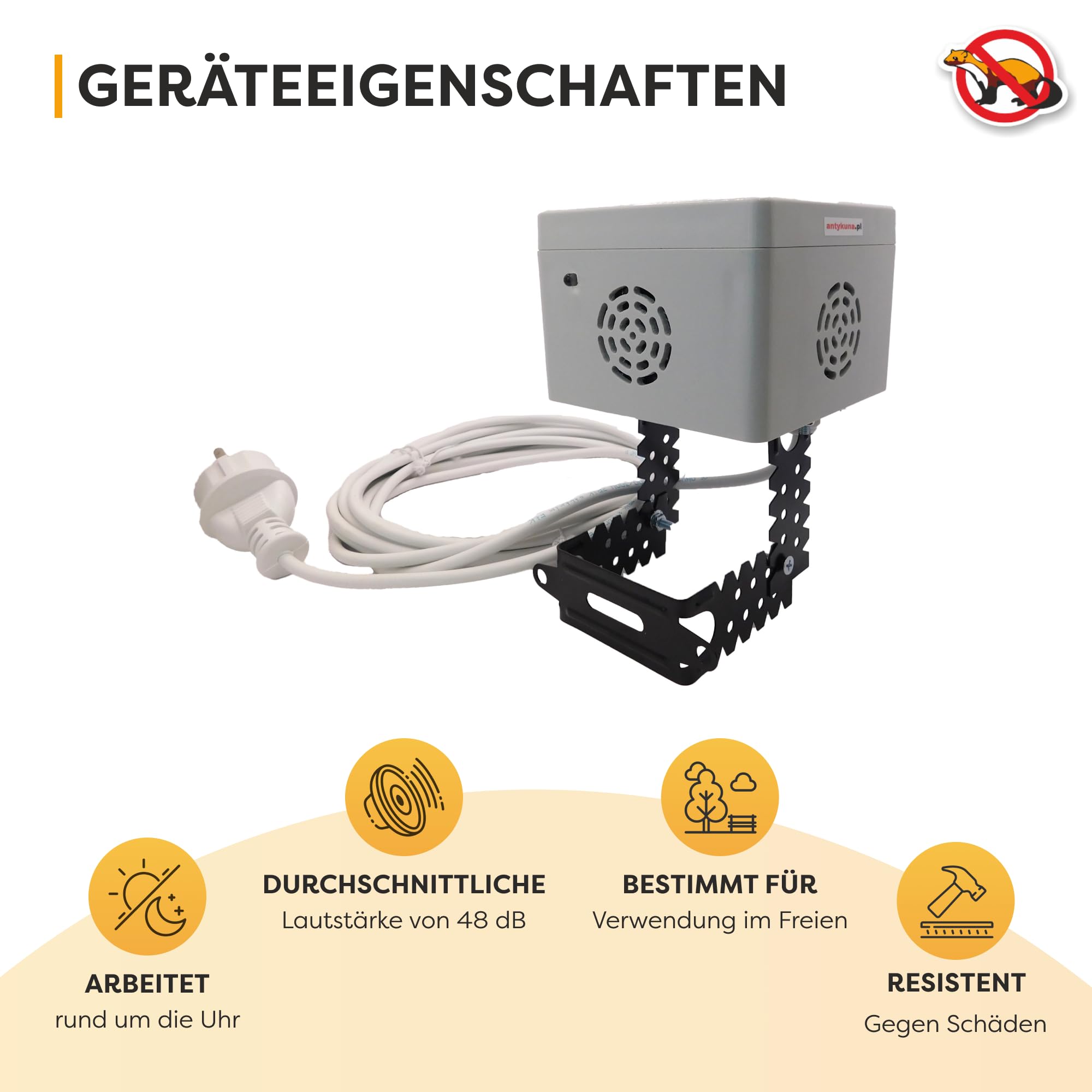 Nagetierabwehrer leise Light | Luftdicht, ideal für Dachboden, Dachboden | Wirkt in 5 Seiten rund und unten | Stromversorgung 230V