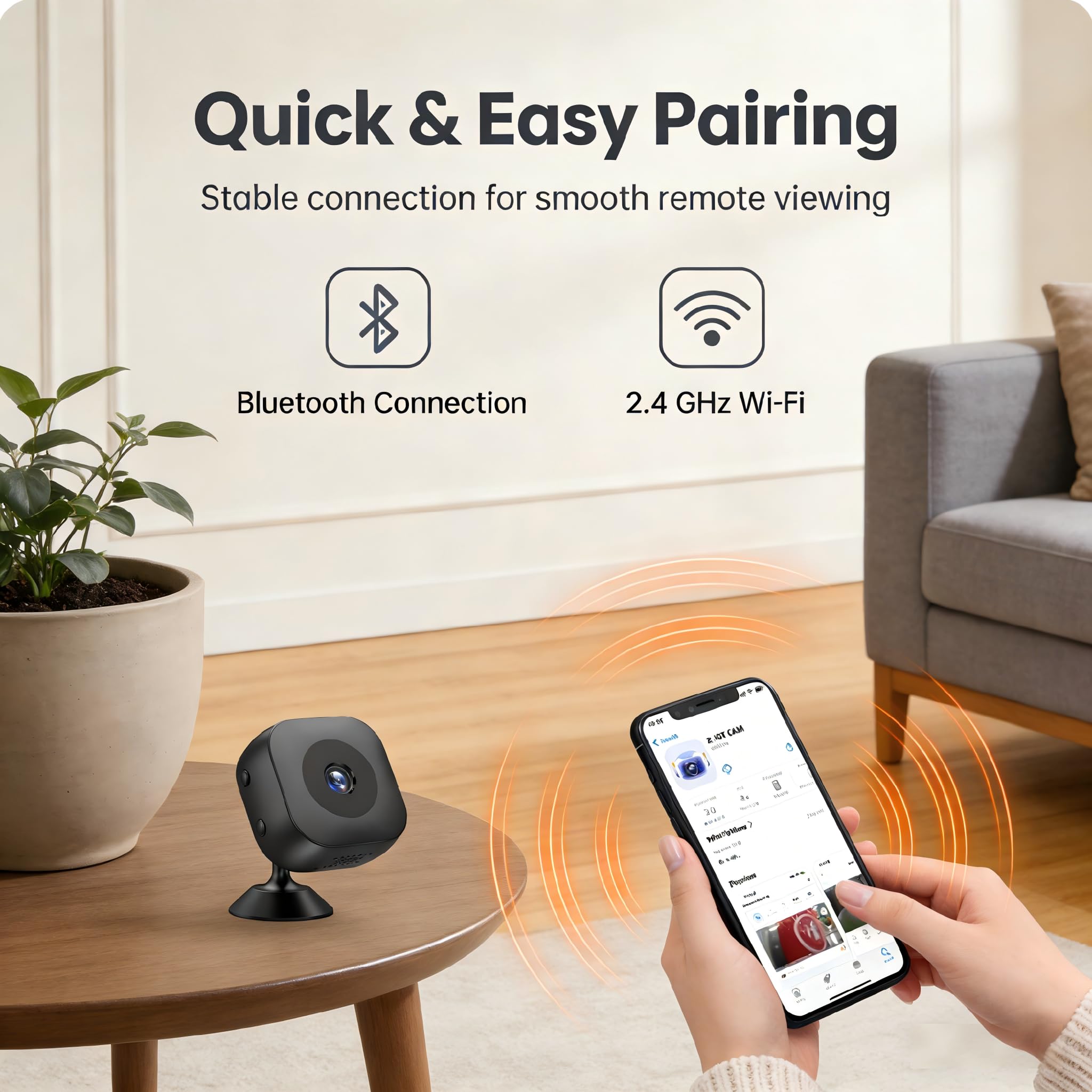 Hidden Camera,Spy Camera,4K Security WiFi Mini Camera SD Card Storage & App Control,Surveillance with Magnetic Mount,AI Motion Detection,Auto Night Vision,Compact Indoor Cameras for Home — view 6