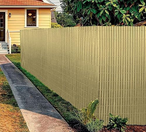 Arella Canniccio Pvc da Esterno Copri Ringhiera Bamboo Plastica Resistente Recinzione Giardino Frangivista Ornamentale Balcone Terrazza Misura 1x5 Metri Colore Beige
