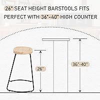 Vista 2 de HeuGah Juego de 3 taburetes de bar de altura de mostrador, taburete de bar de madera maciza para isla de cocina, taburete de bar de 26 pulgadas