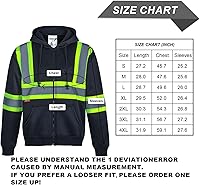 Vista 12 de ProtectX Class 3 High Visibility Safety Sweatshirt for Men, Reflective Hoodie with Large Pocket for Construction & Work