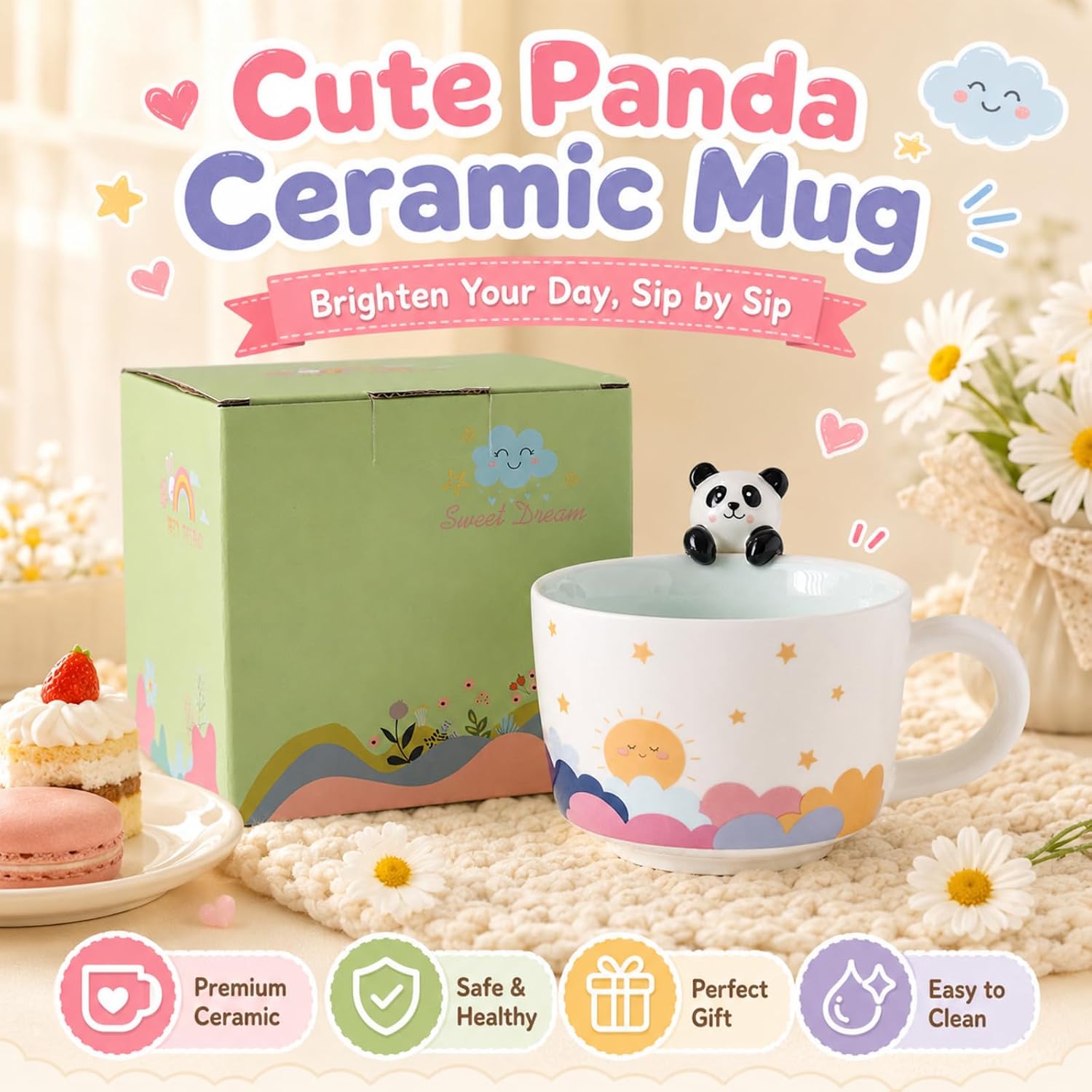 12oz Cute 3D Panda Ceramic Coffee Mug