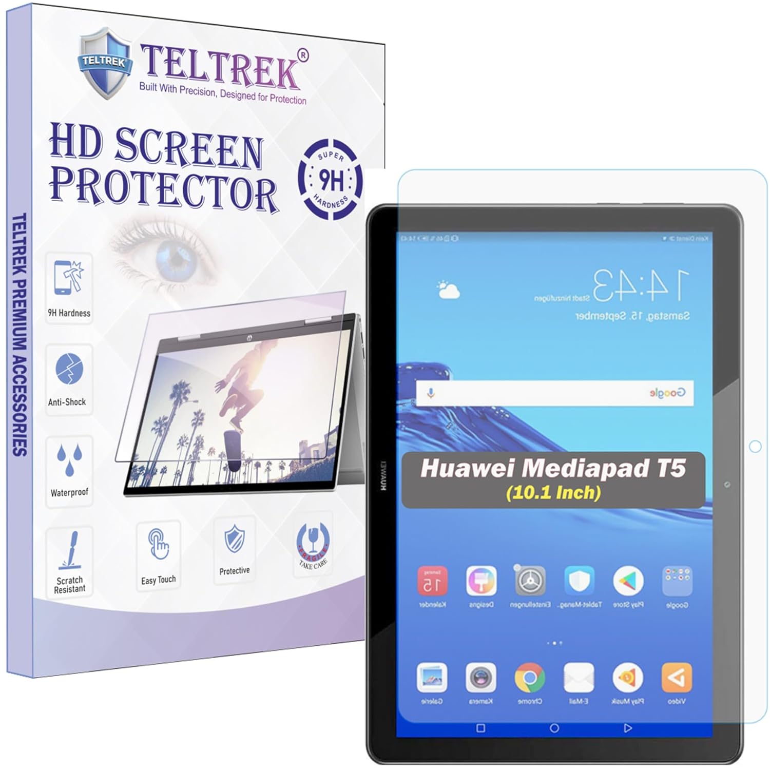 TELTREK Screen Protector for Huawei Mediapad T5 (10.1″ Inch Tablet) Flexible Fiber Screen Guard Not a Tempered Glass Screenguard