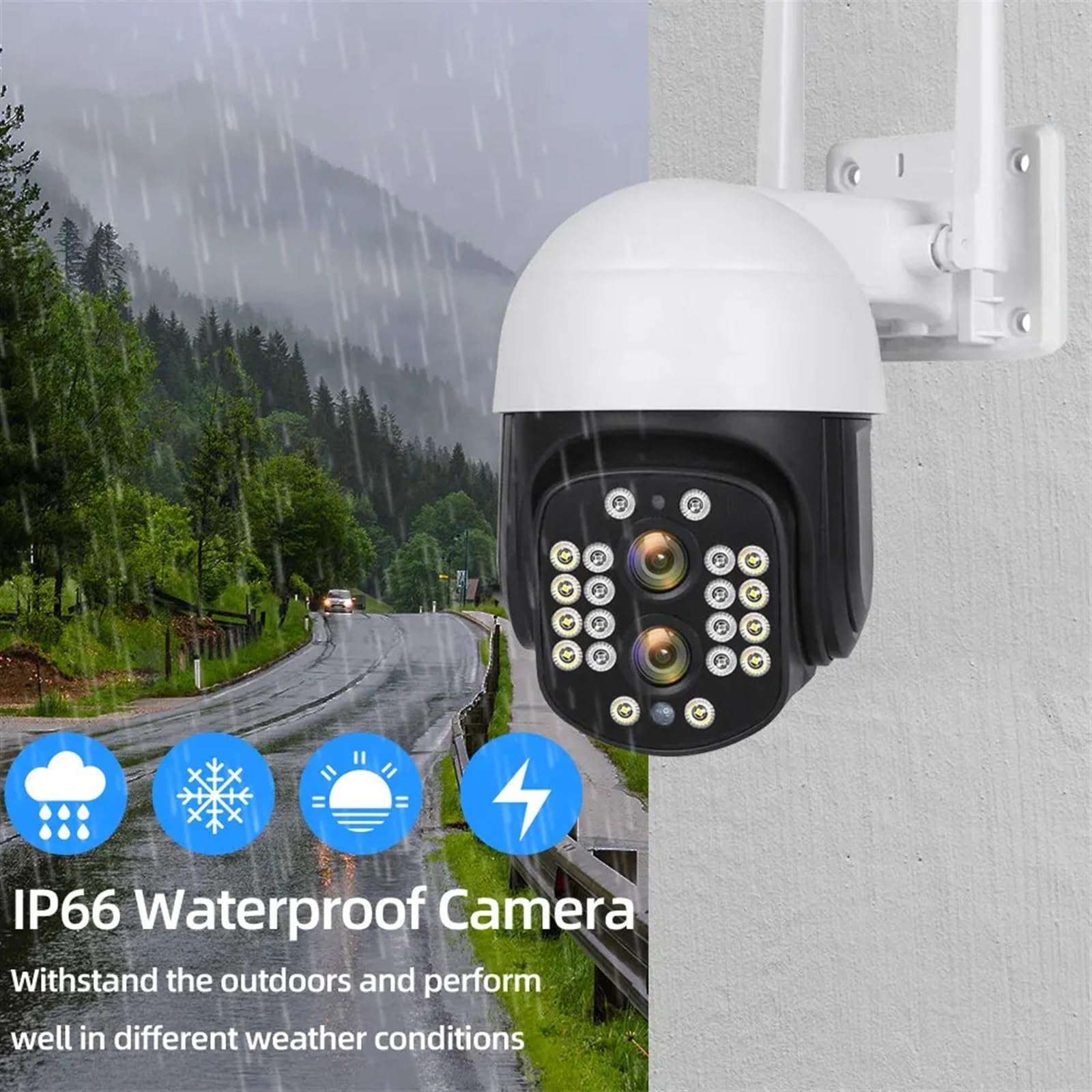 Caméra de sécurité, Caméra IP extérieure 4K 8MP avec Zoom Optique 10X Surveillance à Double Objectif caméra de Surveillance sécurité vidéo CCTV 4MP(8MP Add 32G Card)