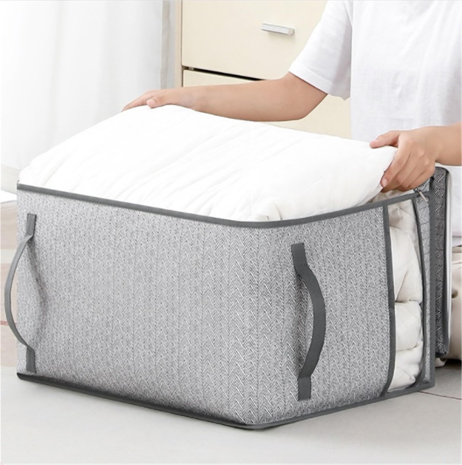 Bolsas Almacenamiento Bolsa De Almacenamiento Caja Ropa Plegable con Cremallera For Mantas, Sábanas Y Organizador(52x44x30cm)