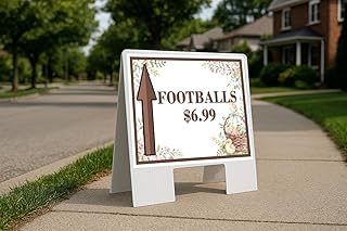 Footballs $6.99 Easter Spring Vintage Chicks Eggs Basket Brown Up Arrows A-Frame Single Sided 23x23 in. sign