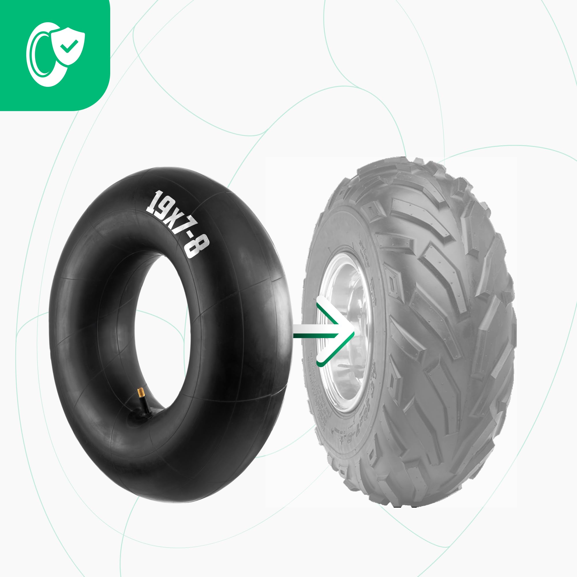 MOOVMOOV 2 Cámaras de aire 19x7-8 | Compatibles con Neumáticos de 18x6.50 a 19x7-8 pulgadas - Tamaño universal Válvula Recta TR13 - Para Cortadoras de Césped, Tractores, Carritos de Golf y Otros - 5
