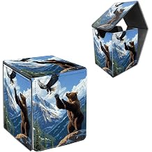 for MTG Deck Box, PU Leather for TCG Card Storage with Magnetic Closure, Trading Card Storage Holds 120+ Sleeved Cards, Brown Bear Large Magic Cards Deck Case for Men Women