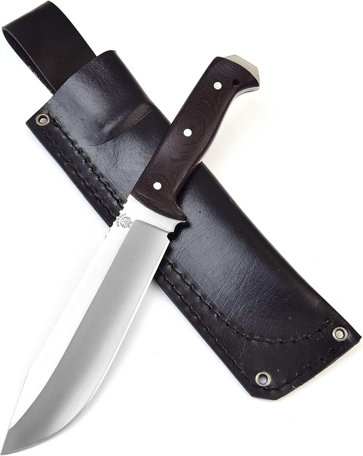 Bushcraft Knife with Sheath,11.5 inch Fixed-Blade, Handmade Outdoor Full Tang Knives, Camping Knives, Hunting Knives, Survival Tactical Camp Knives, Made of D2 Steel (BROWN)
