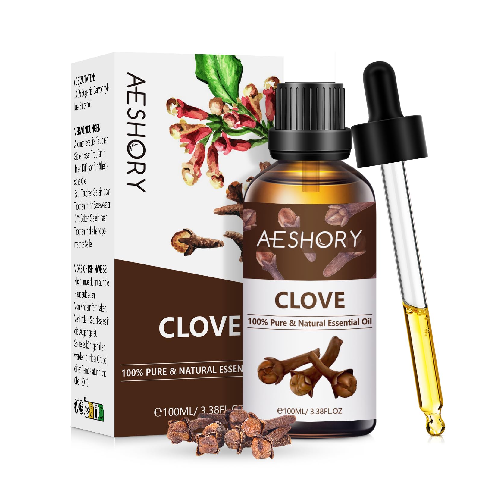 Clove Essential Oils 100ml, Pure Natural Clove Bud Oil Essential Oil for Diffusers for Home, Aromatherapy, Toothache, Skin Care, Perfume Making