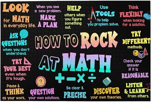 WZVZGZ How to Rock at Math Poster 300 Pieces Jigsaw Puzzles for Adults Children - Exercise Patience Puzzle Game - Education Intellectual Large Puzzle Game Toys Gift