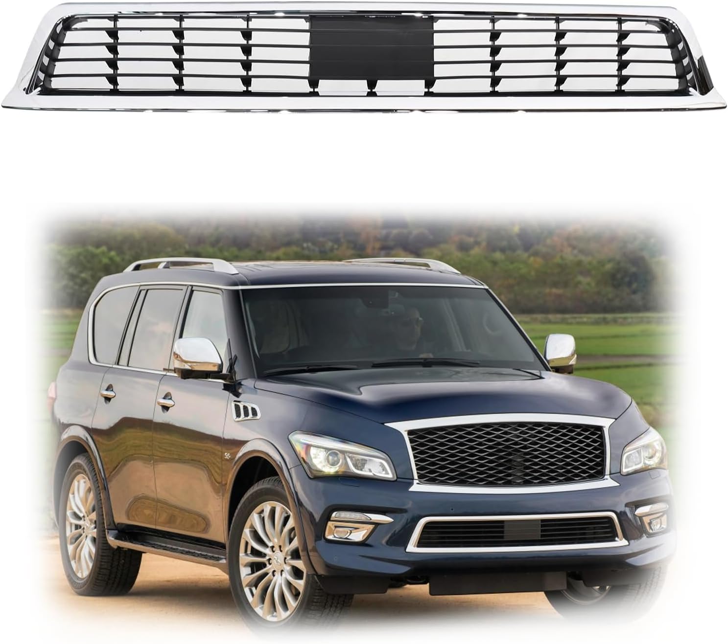 Front Bumper Grille Fit For 2015 2016 2017 Infiniti QX80 IN1036106