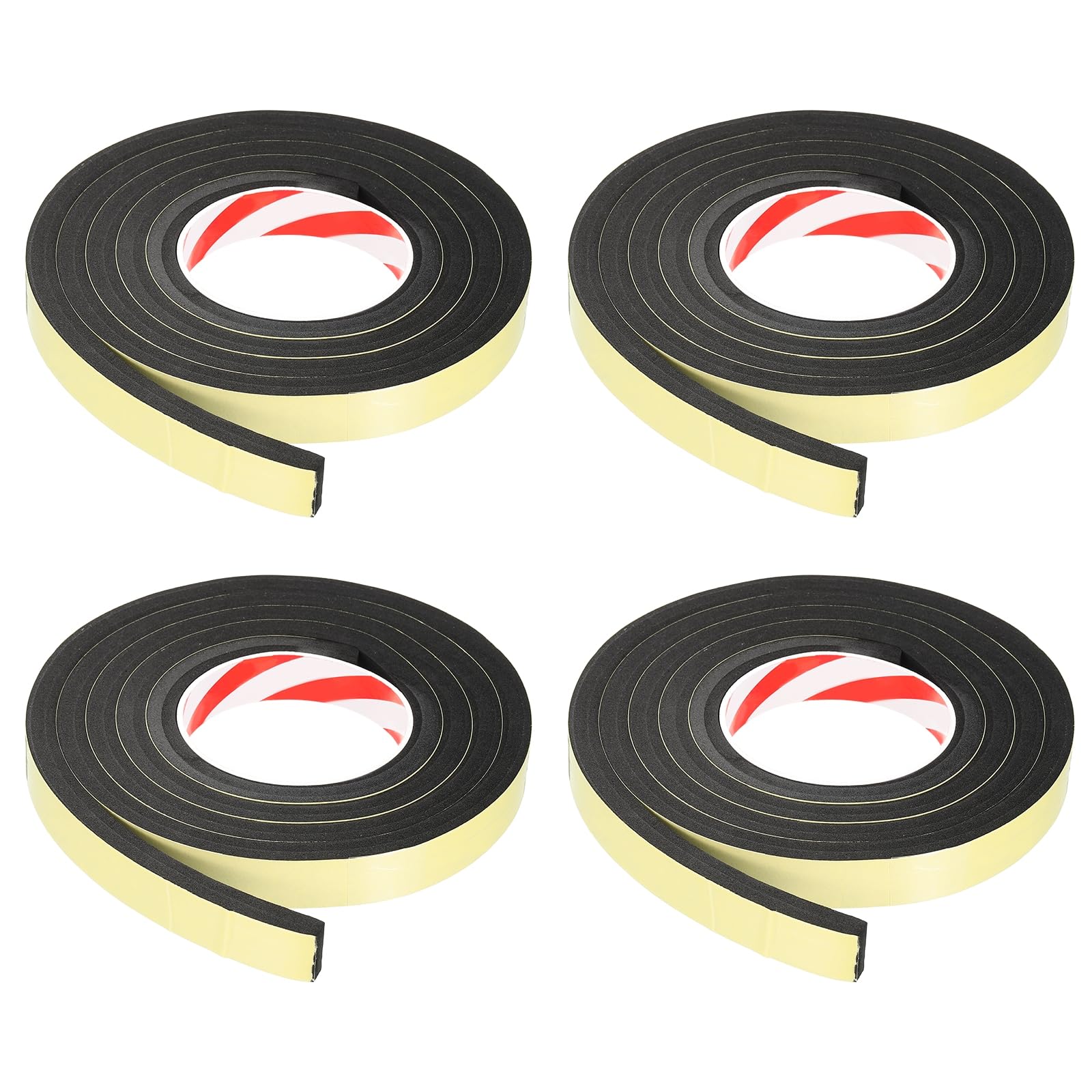 PATIKIL Foam Insulation Tape 20mm(W) x 10mm(T) x 2m(L), 4 Pcs Single-Sided Self Adhesive Weather Stripping Door Seal Strip for Door Window Air Conditioning, Yellow