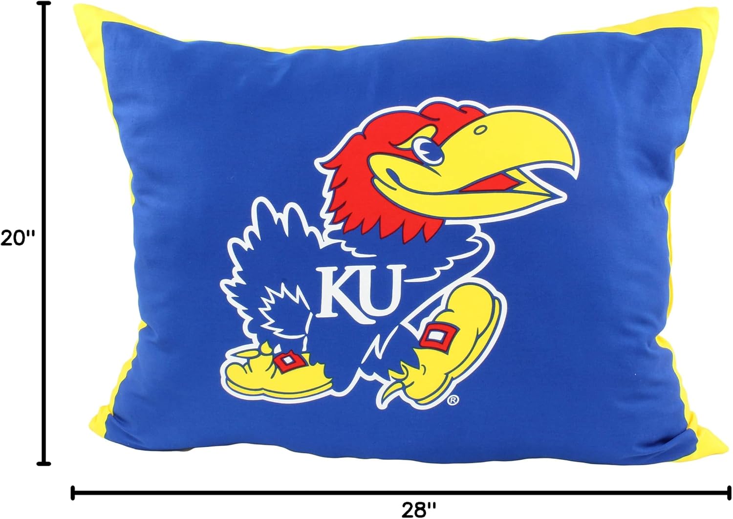 College Covers Everything Comfy Kansas Jayhawks 20" x 28" Fully Stuffed Big Logo Pillow